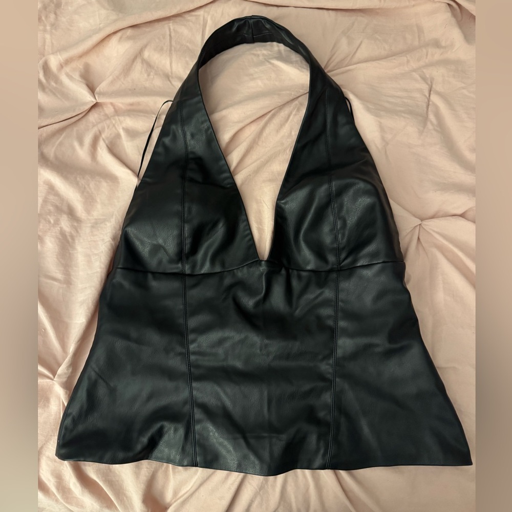 Leather halter top